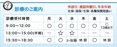 診療のご案内